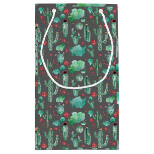 Petit Sac Cadeau cactus and ladybutern pattern - black background