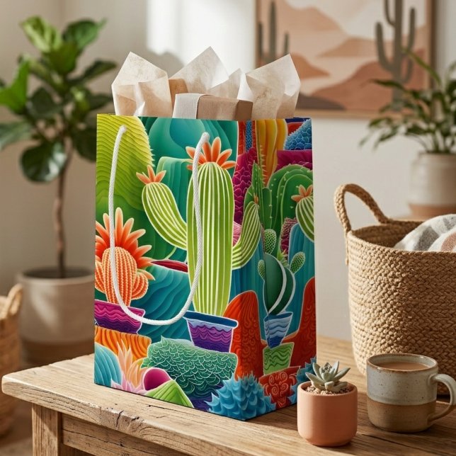 Petit Sac Cadeau Cactus en pot abstrait (Créateur téléchargé)