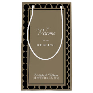 Petit Sac Cadeau Cadeau de bienvenue de mariage moderne noir et or