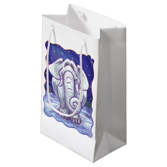 Petit Sac Cadeau Cadeau Eléphant blanc mignon (Devant Angle)