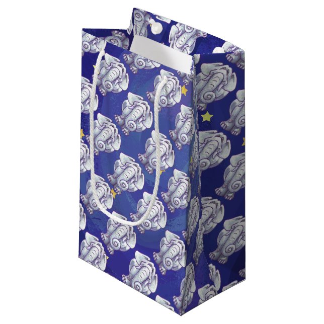 Petit Sac Cadeau Cadeau Eléphant blanc mignon (Devant Angle)
