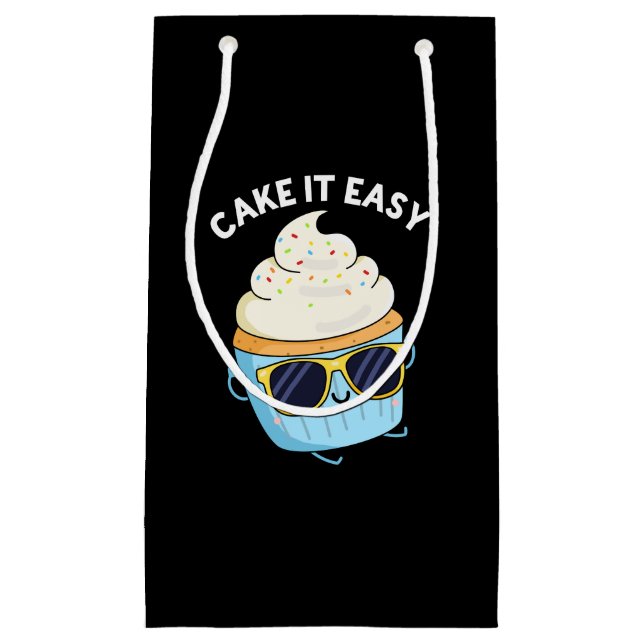 Petit Sac Cadeau Cake It Easy Funky Cupcake Pun Dark BG (Devant)