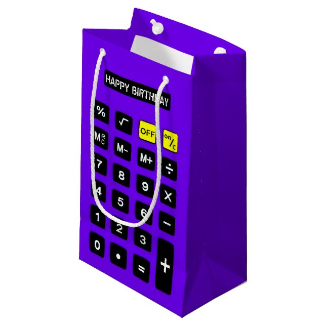Petit Sac Cadeau Calculateur d'anniversaire violet (Devant Angle)