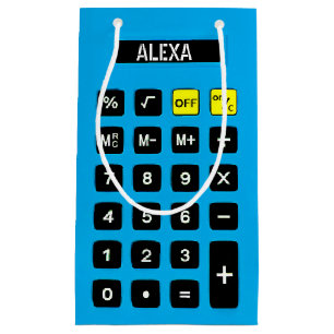 Petit Sac Cadeau Calculatrice Aqua Blue Birthday