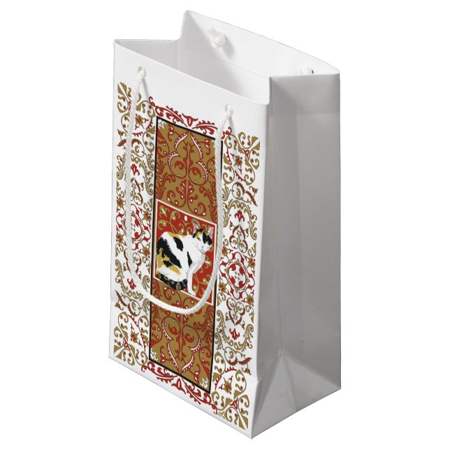 Petit Sac Cadeau Calico Cat Baroque (Devant Angle)