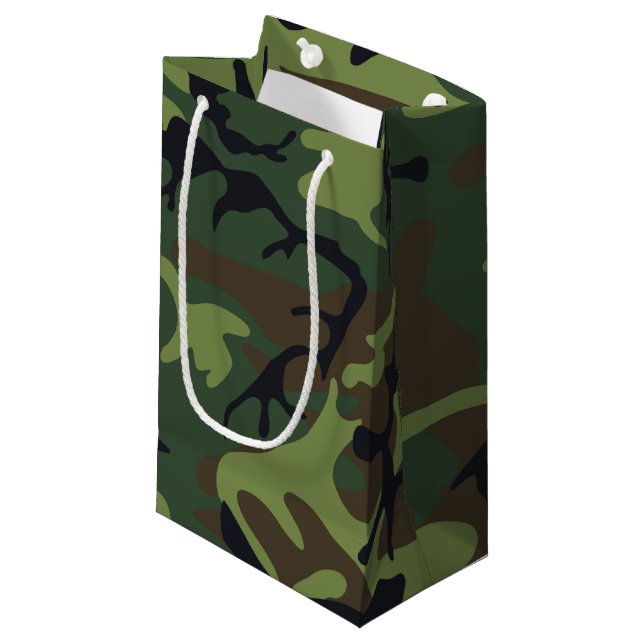 Petit Sac Cadeau Camo Woodland (Devant Angle)