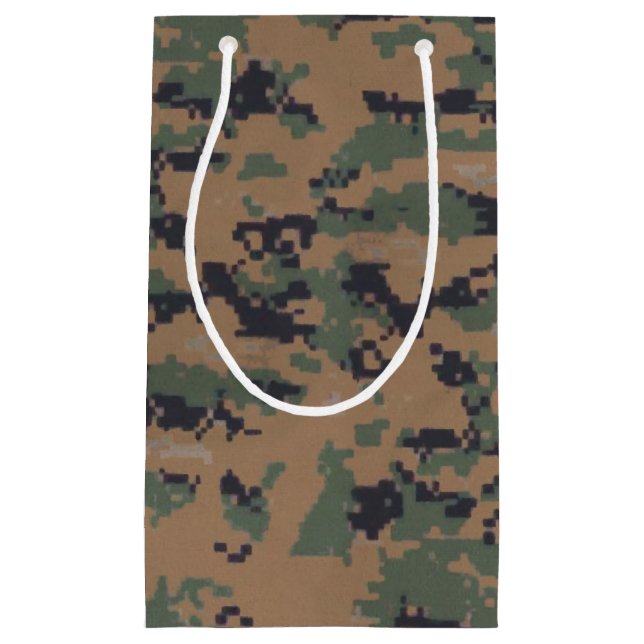 Petit Sac Cadeau Camouflage en bois (numérique) (Devant)