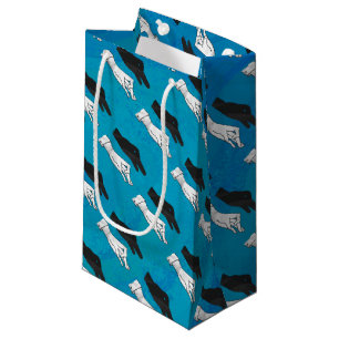 Petit Sac Cadeau Canard noir sur bleu
