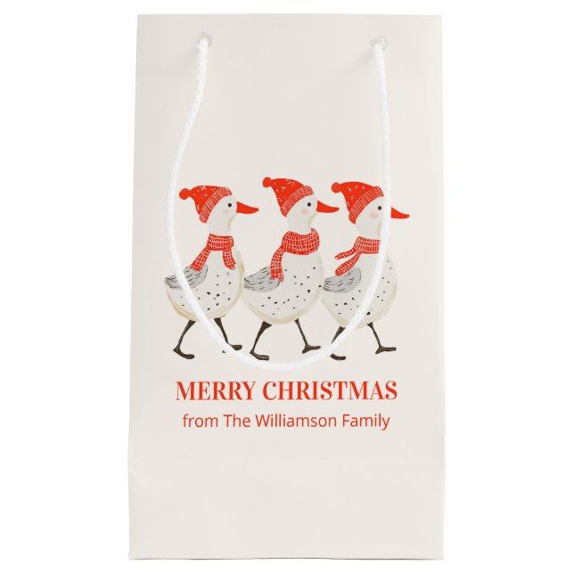 Petit Sac Cadeau Canards de Noël Fantaisistes Noël Personnalisé (Devant)