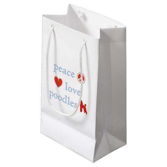 Petit Sac Cadeau Caniches d'amour de paix (Devant Angle)