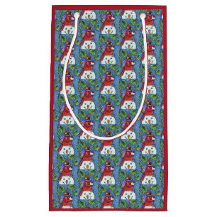PETIT SAC CADEAU CARDINAL GARDANT BONHOMME DE NEIGE, ROUGE-GORGE DE