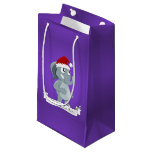 Petit Sac Cadeau Caricature d'éléphant de Noël