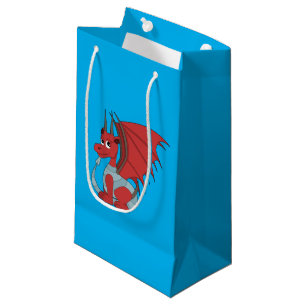 Petit Sac Cadeau Caricature Dragon Rouge