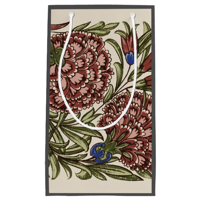Petit Sac Cadeau Carnation Carrelage Fleur Antique Art Rustique (Devant)