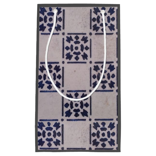 Petit Sac Cadeau Carrelage Delft Bleu : Motif d'art néerlandais cla (Devant)