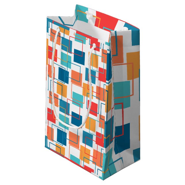 Petit Sac Cadeau Carrés et grands titres (Devant Angle)