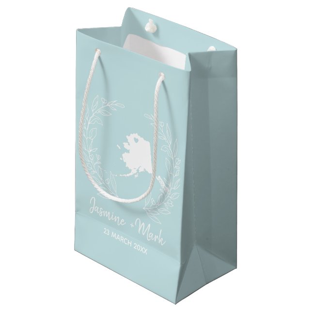Petit Sac Cadeau Carte de l'état de l'Alaska destination mariage fa (Devant Angle)
