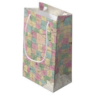 Petit Sac Cadeau Carte de l'Ohio et de l'Indiana