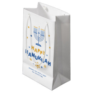Petit Sac Cadeau Carte de vacances "Happy Hanoukka"