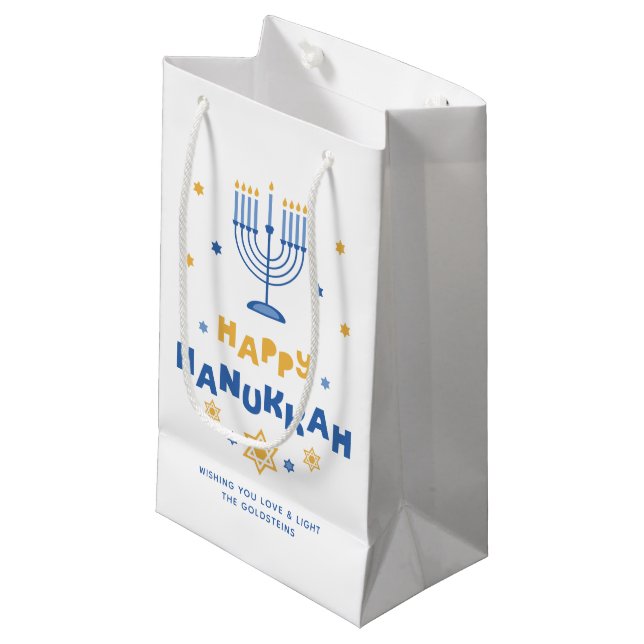 Petit Sac Cadeau Carte de vacances "Happy Hanoukka" (Devant Angle)