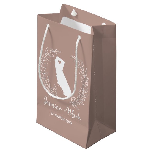 Petit Sac Cadeau Carte d'état Californie destination mariage faveur (Devant Angle)