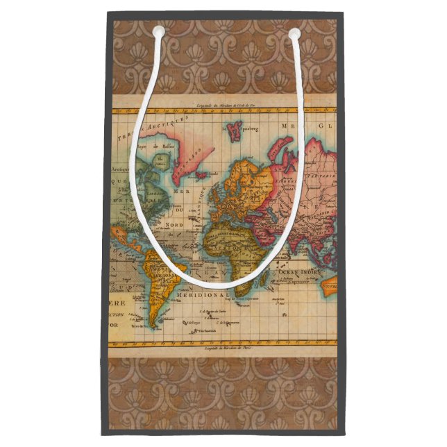 Petit Sac Cadeau Carte du monde 1700s Antique Continents (Devant)