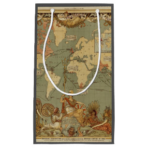 Petit Sac Cadeau Carte du monde Antique 1886 Illustré