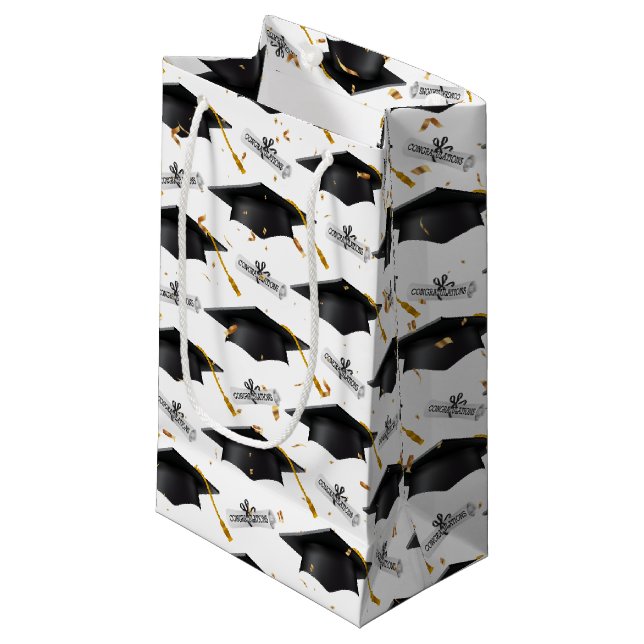 Petit Sac Cadeau Cartes noires de diplôme (Devant Angle)