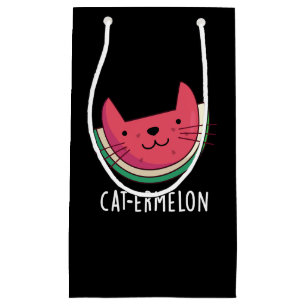 Petit Sac Cadeau Cat-ermelon Funny Cat Watermelon Pun Dark BG