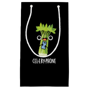 Petit Sac Cadeau Cel-lery Phone Funny Celery Veggie Pun Dark BG