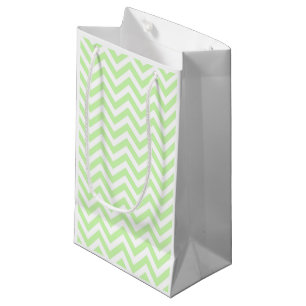 Petit Sac Cadeau Celery Green, White Large Chevron Zig Zag