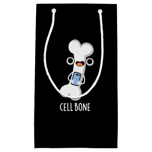 Petit Sac Cadeau Cellule Os Funny Cellule Téléphone Pun Dark BG (Devant)