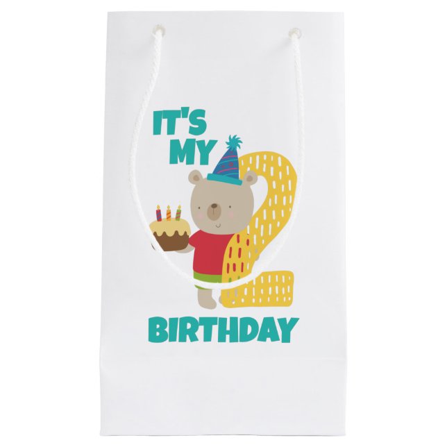 Petit Sac Cadeau C'est mon deuxième anniversaire, le deuxième anniv (Devant)