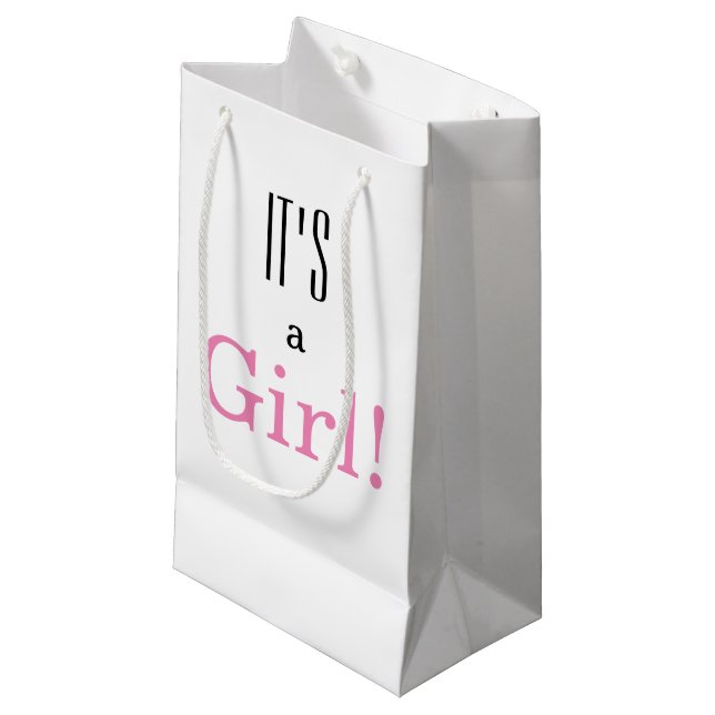 Petit Sac Cadeau C'est une fille ! Baby shower (Devant Angle)