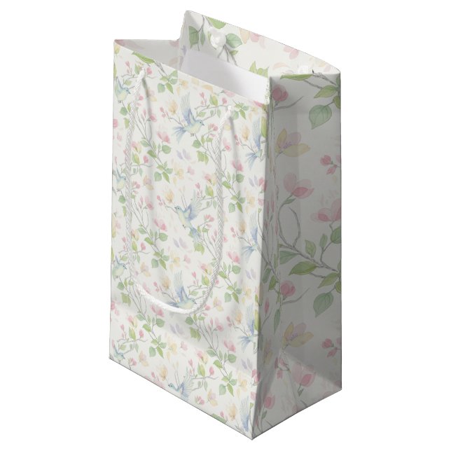 Petit Sac Cadeau Charming Spring Bird and Floral  (Devant Angle)