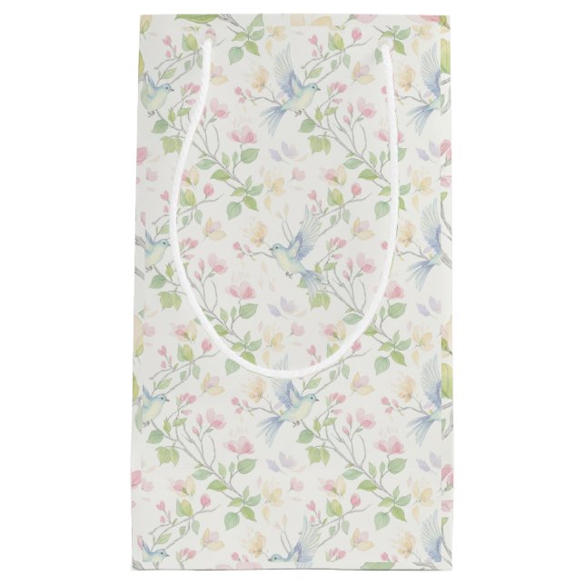 Petit Sac Cadeau Charming Spring Bird and Floral  (Devant)
