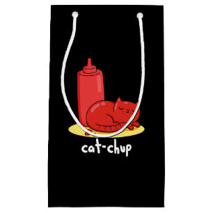 Petit Sac Cadeau Chat-chup Funny Red Ketchup Chat Pun Dark BG