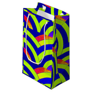 Petit Sac Cadeau chaux moderne chic/chevrons bleus
