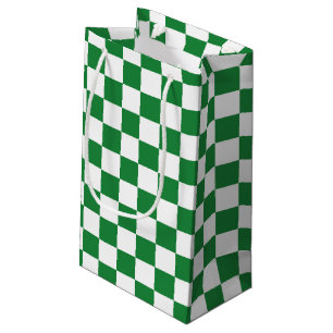Petit Sac Cadeau Checkered Dark Green et White
