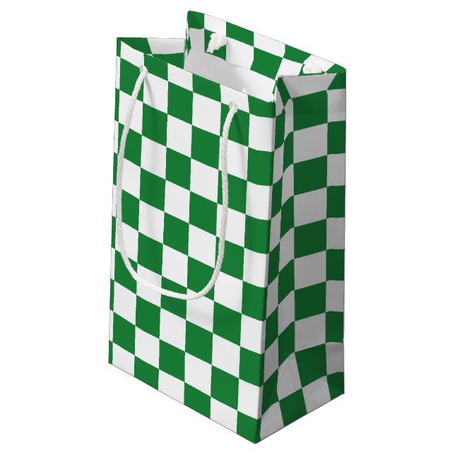 Petit Sac Cadeau Checkered Dark Green et White (Dos Angle)