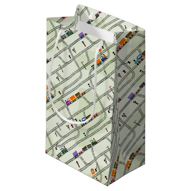 Petit Sac Cadeau Chemins de fer pour enfants Trains et pistes (Devant Angle)