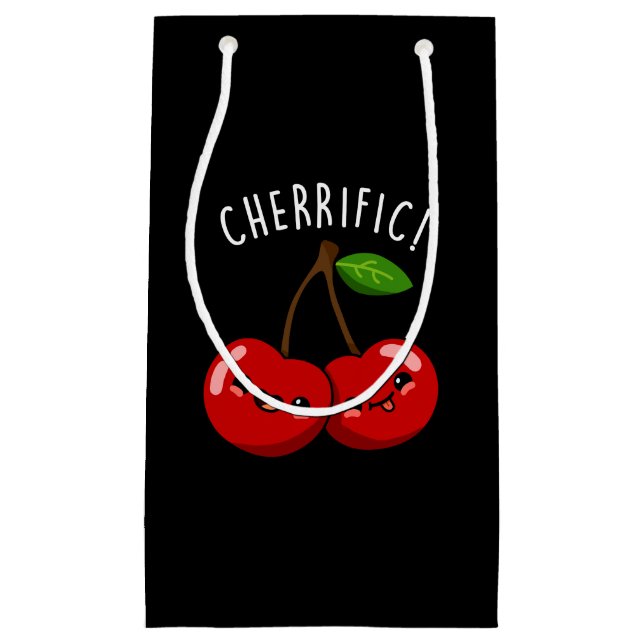Petit Sac Cadeau Cherrific Funny Red Cherry Pun Dark BG (Devant)