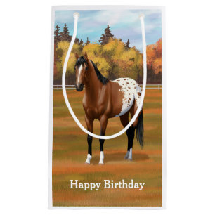 Petit Sac Cadeau Cheval Appaloosa de la Baie Brown dans les pâturag