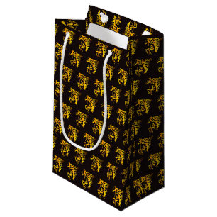 Petit Sac Cadeau Cheval de flamme d'or sur noir