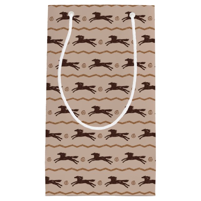 Petit Sac Cadeau Cheval Wild Pony Galloping sur Tan (Devant)