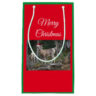 Petit Sac Cadeau Chèvres de montagne avec Casquettes du Père Noël