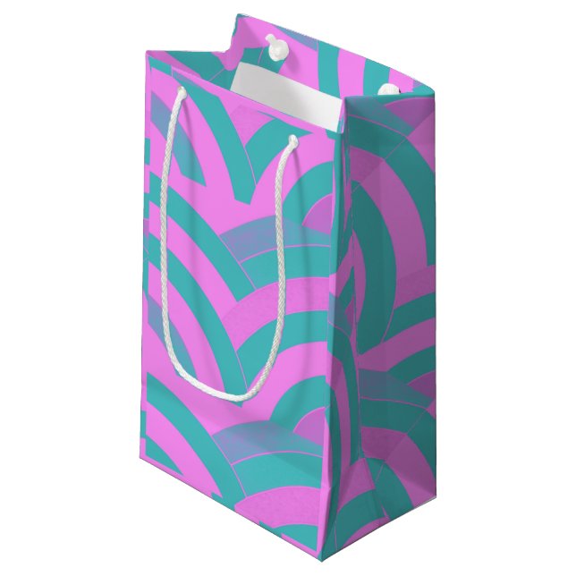 Petit Sac Cadeau chevrons chic rose/vert moderne (Devant Angle)