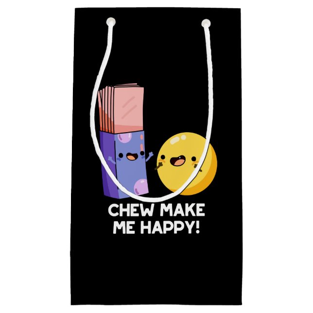 Petit Sac Cadeau Chew Me Rendre Joyeux Bonbon Pun de Bonbons Foncé  (Devant)
