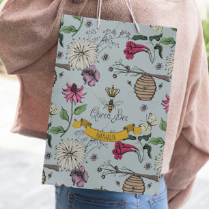 Petit Sac Cadeau Chic Beehive Blue Floral