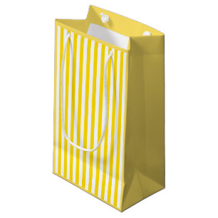 Petit Sac Cadeau Chic jaune blanc rayé Modèle élégant moderne éléga